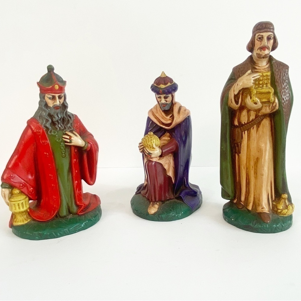 Vintage Holland Mold Nativity Christmas Hand Painted Three Wisemen Figures
